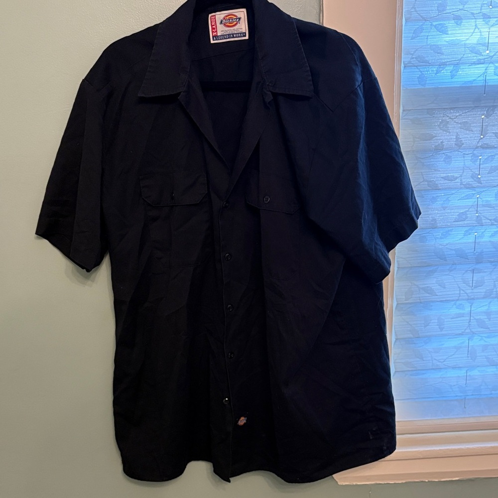 Dickies Men’s XL Black Short Sleeve Work Shirt Button Up Workwear